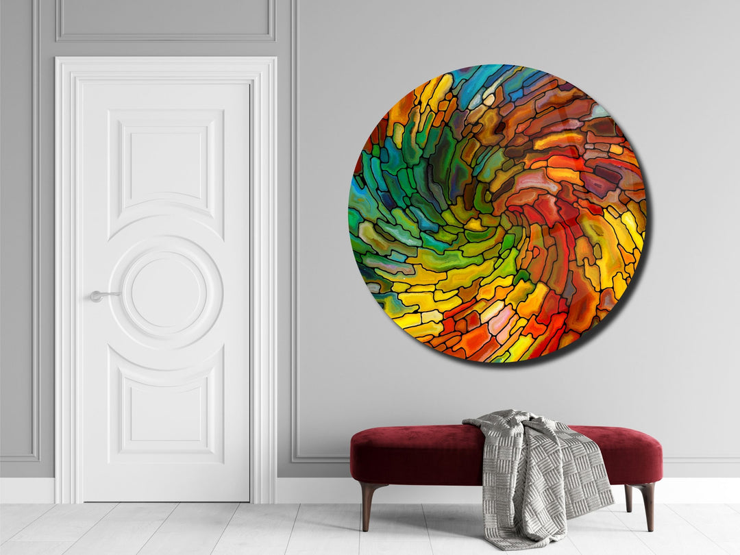 Abstract Colorful Stained Glass Pattern Wall Art Decor-Home&Office Glass Printing Wall Painting