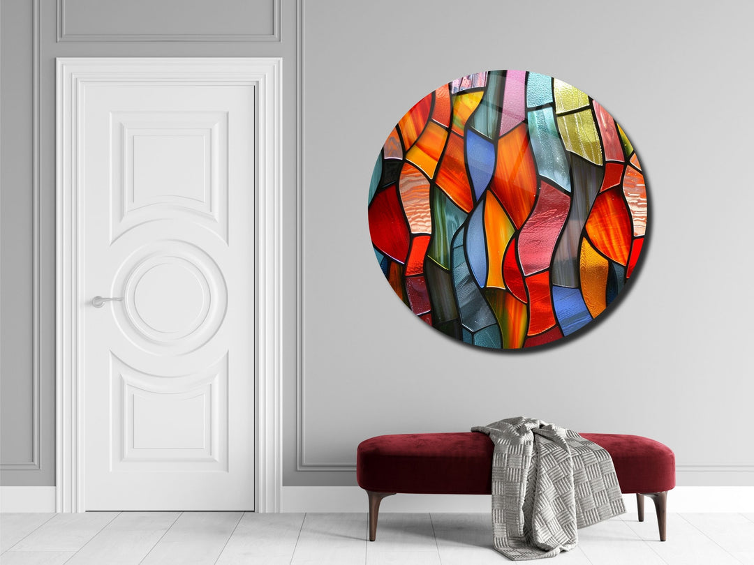 Abstract Colorful Stained Glass Pattern Wall Art Decor-Home&Office Glass Printing Wall Painting