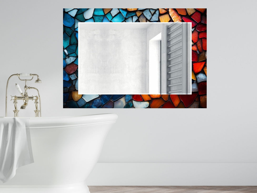 Abstract Stained Glass Pattern Wall Mirror-Home Office Wall Decoration