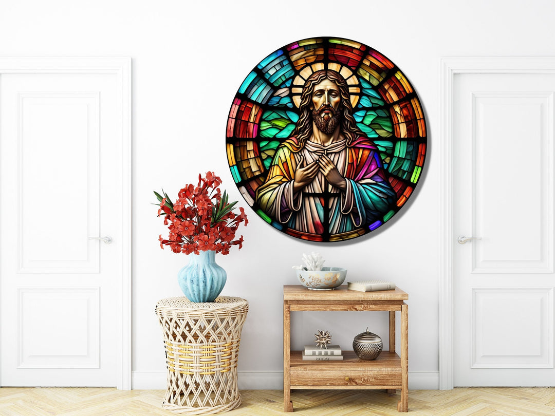 Stained Glass Jesus Christ Pattern Wall Art Window-Wall Painting Decor