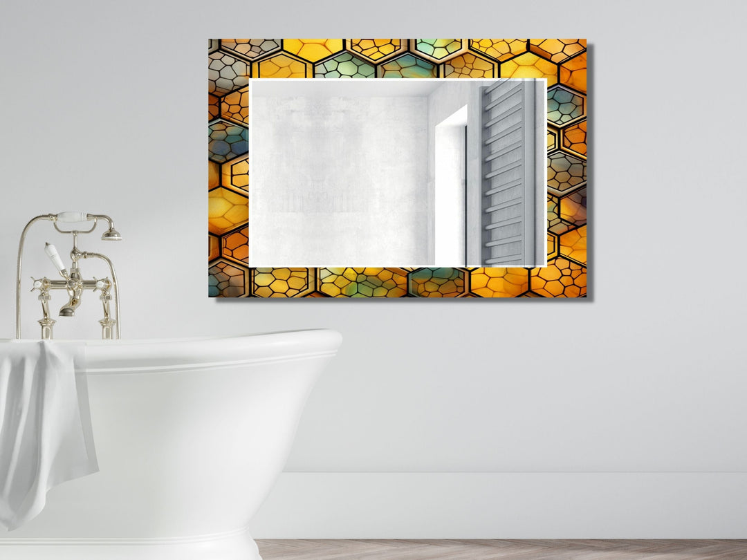 Abstract Stained Glass Pattern Wall Mirror-Home Office Wall Decoration