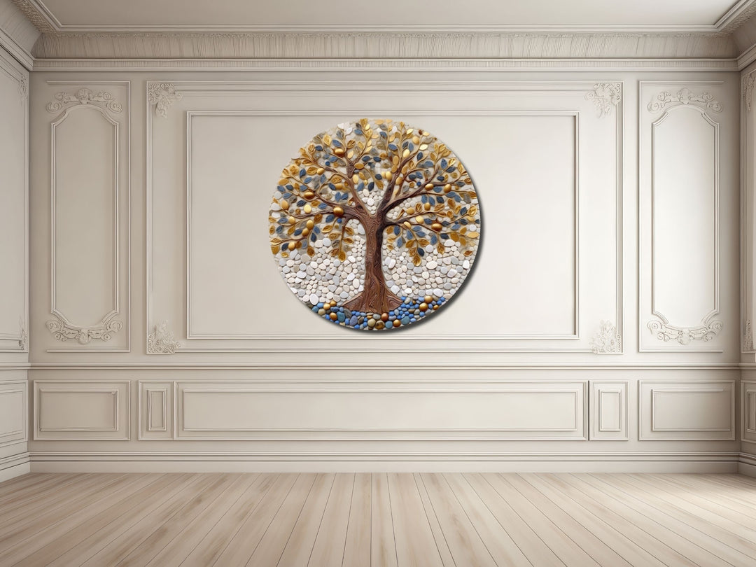 Tree of Life Stained Glass Pattern Wall Art Window-Wall Painting Decor Round