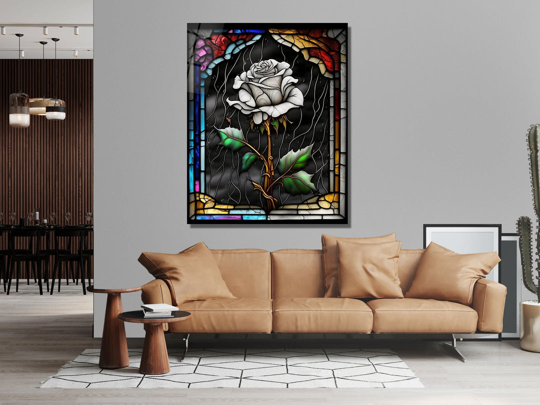 Stained Glass Rose Pattern Wall Art Window-Wall Painting Decor