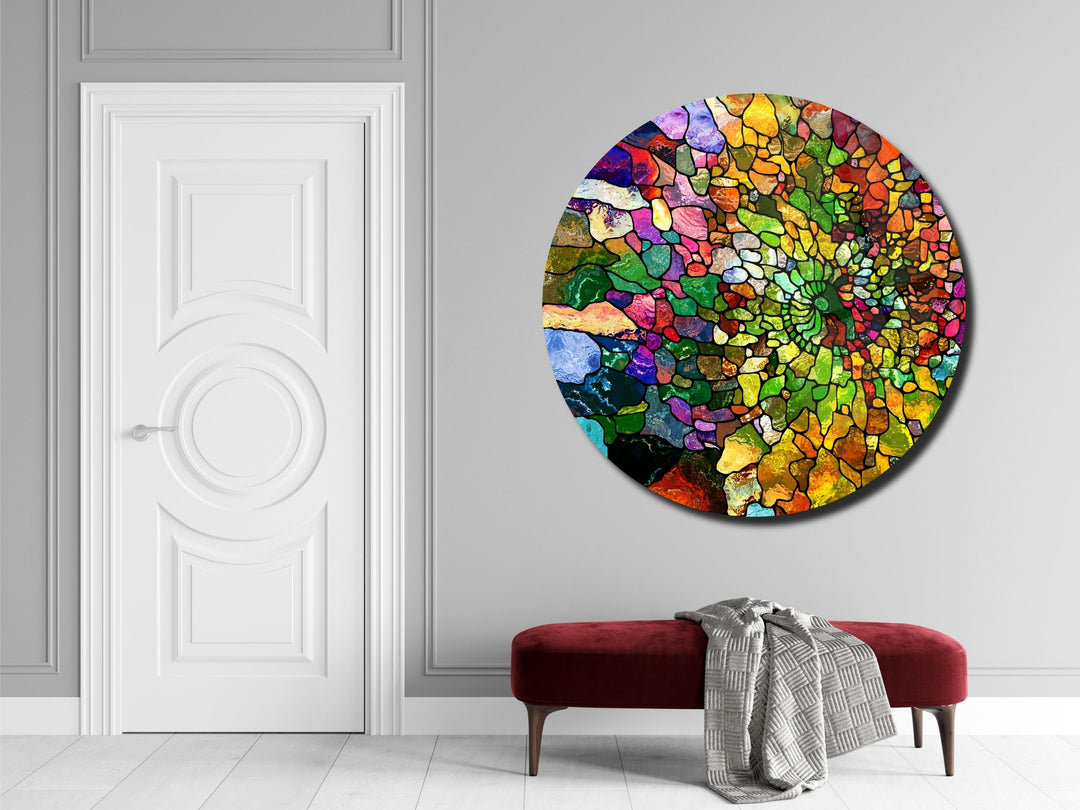 Abstract Colorful Stained Glass Pattern Wall Art Decor-Home&Office Glass Printing Wall Painting