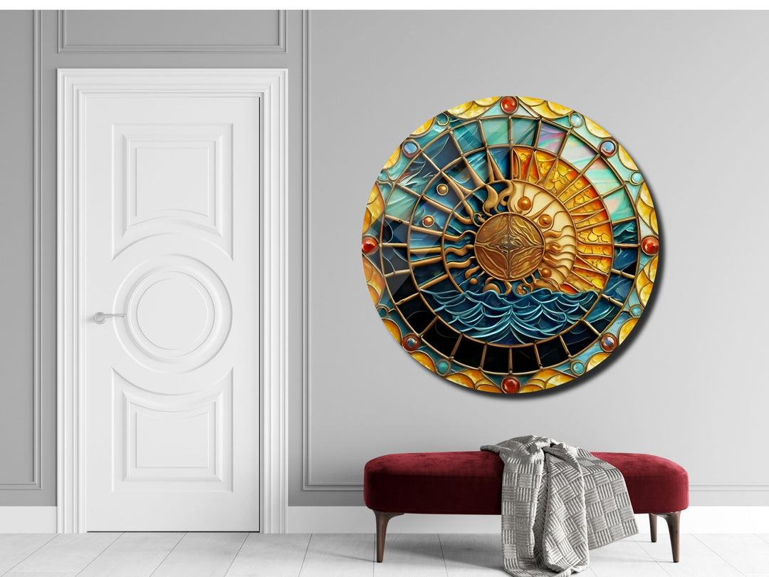 Abstract Colorful Stained Glass Pattern Wall Art Decor-Home&Office Glass Printing Wall Painting