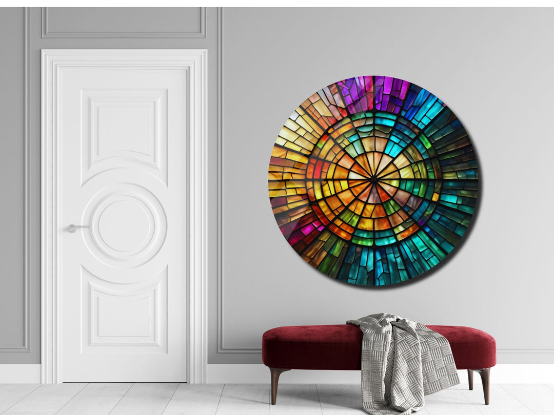 Abstract Colorful Stained Glass Pattern Wall Art Decor-Home&Office Glass Printing Wall Painting