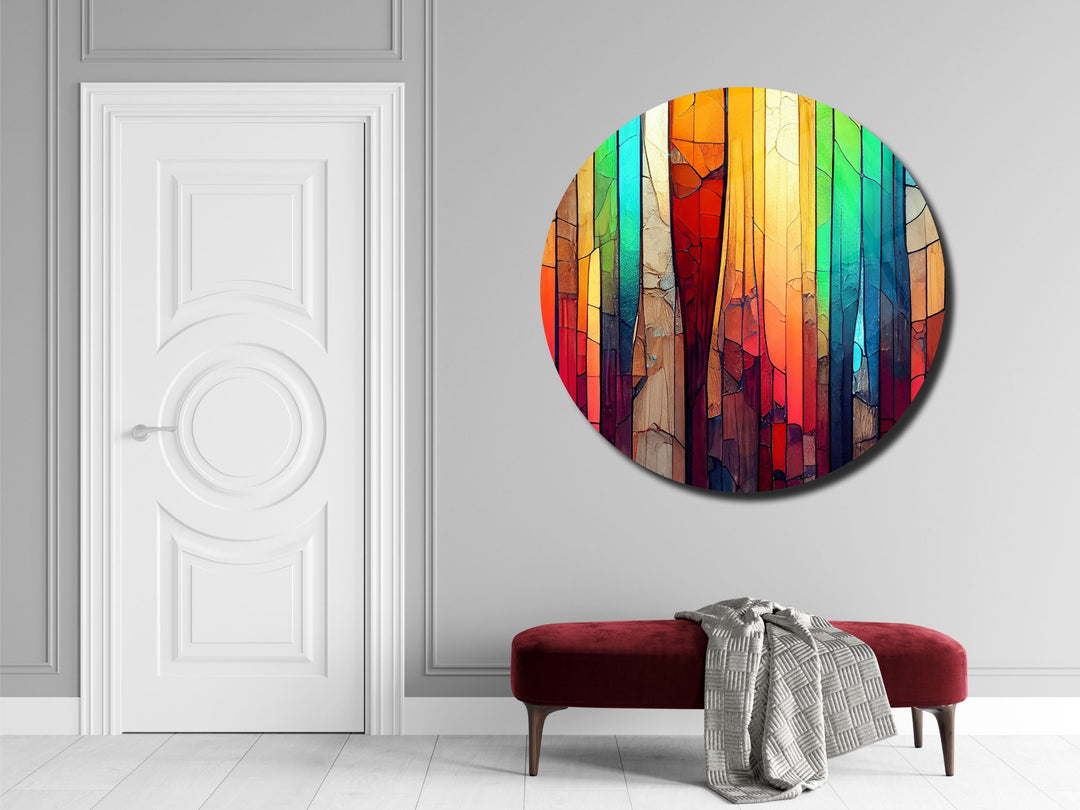 Colorful Wooden Stained Glass Pattern Wall Art Decor-Home&Office Glass Printing Wall Painting