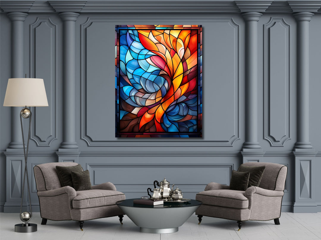 Abstract Stained Glass Pattern Wall Art-Home Office Wall Painting Decor Panel