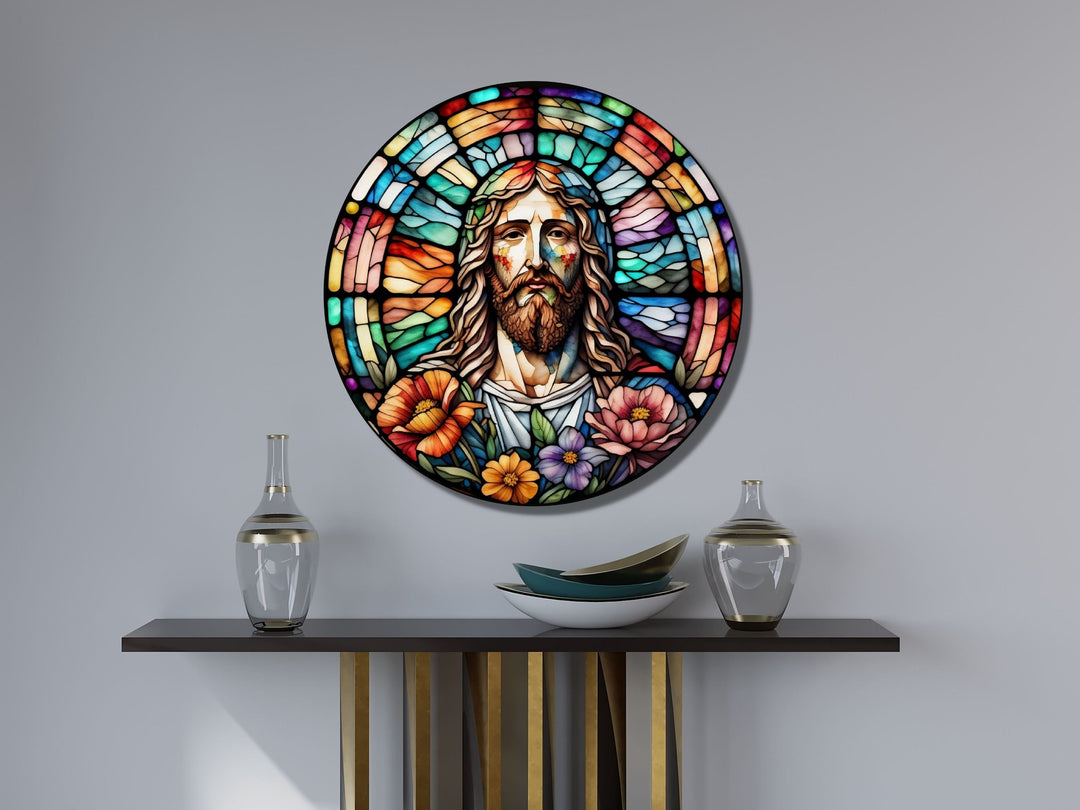 Stained Glass Jesus Christ Pattern Wall Art Window-Wall Painting Decor