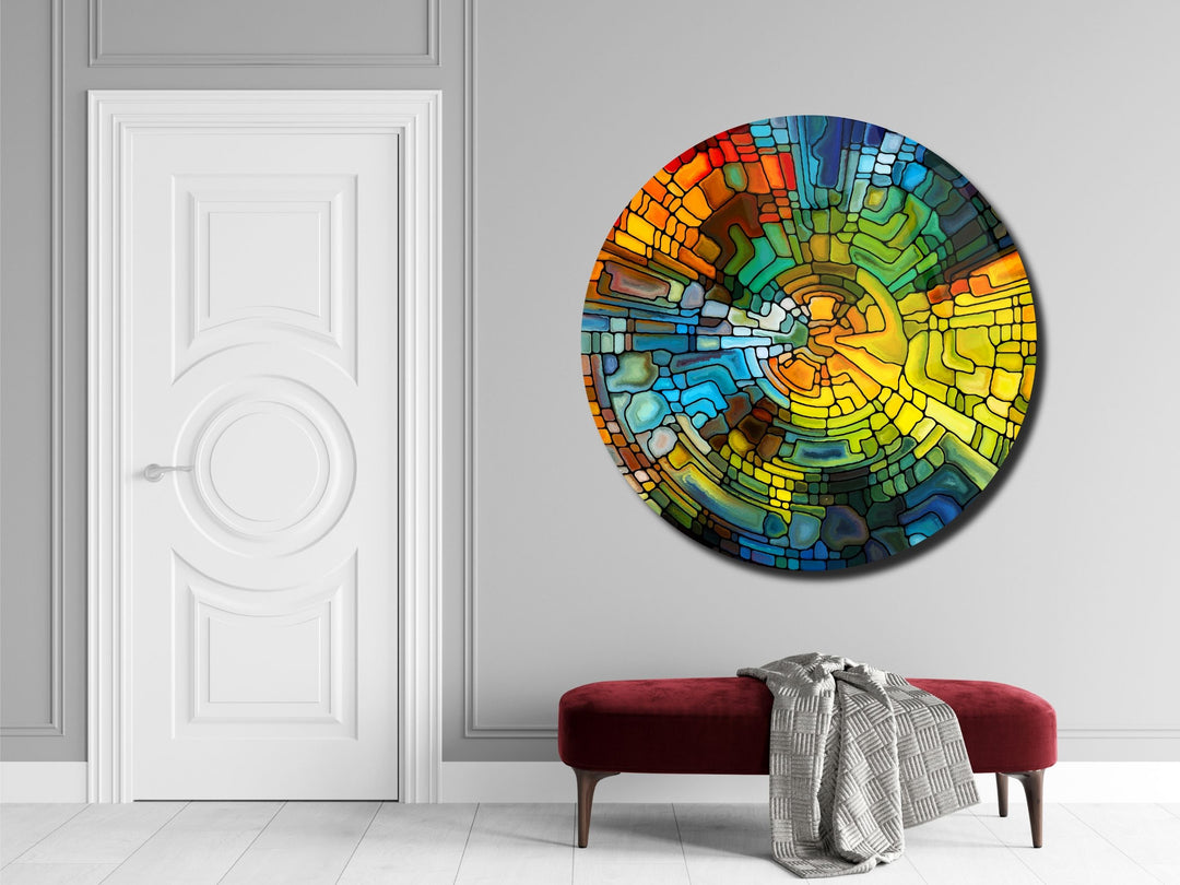 Abstract Colorful Stained Glass Pattern Wall Art Decor-Home&Office Glass Printing Wall Painting