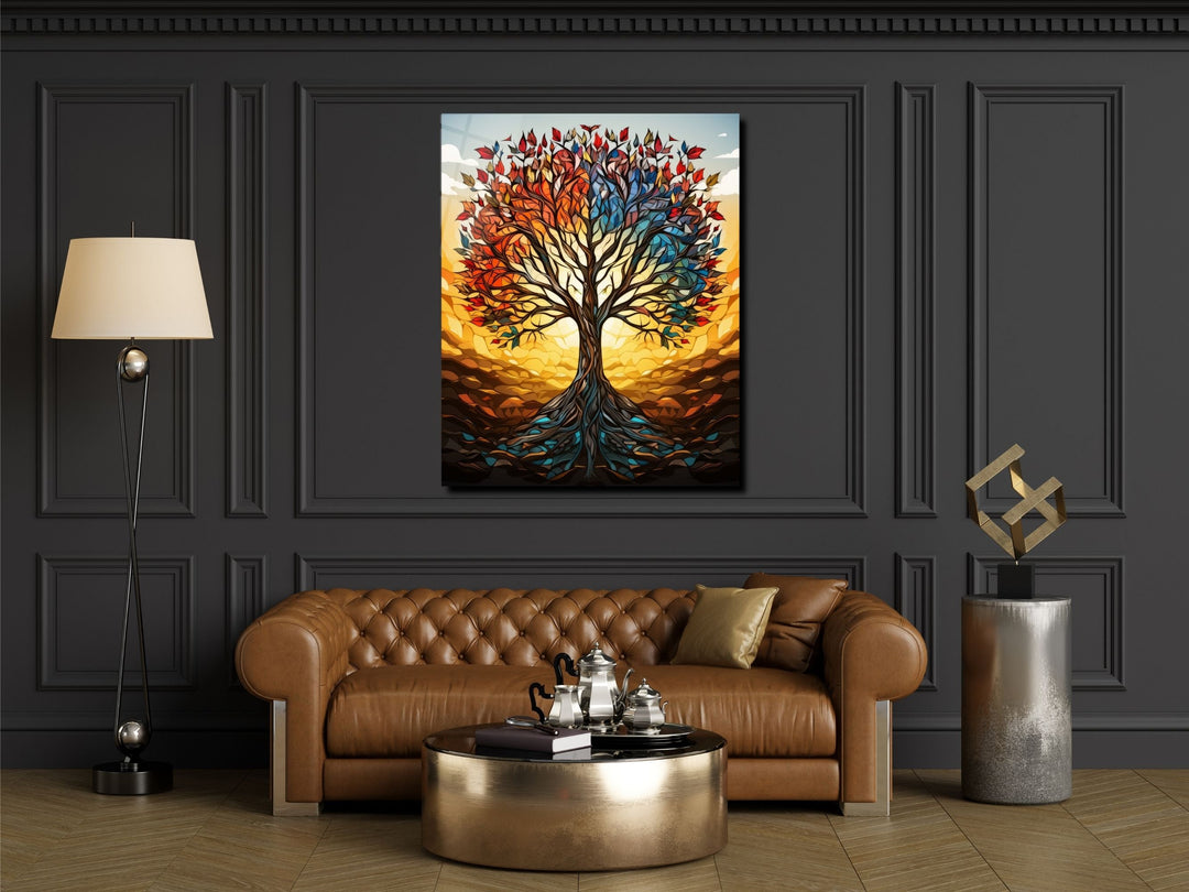 Stained Glass Wall Art Tree of Life Window-Wall Painting Decor