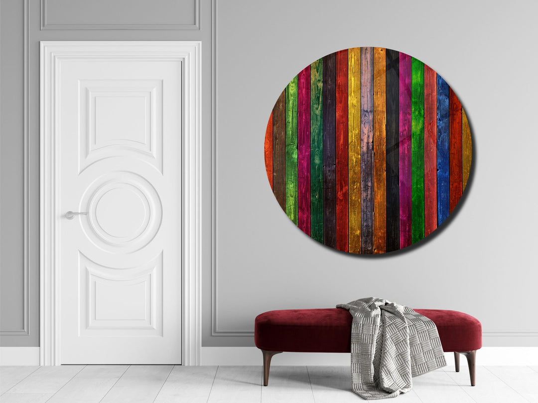 Colorful Wooden Stained Glass Pattern Wall Art Decor-Home&Office Glass Printing Wall Painting