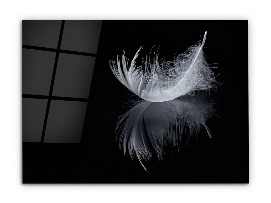 Feather Glass Printing Wall Art-Home Office Wall Painting Decoration