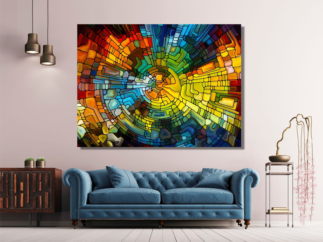 Abstract Stained Glass Pattern Wall Art-Home Office Wall Painting Decor Panel