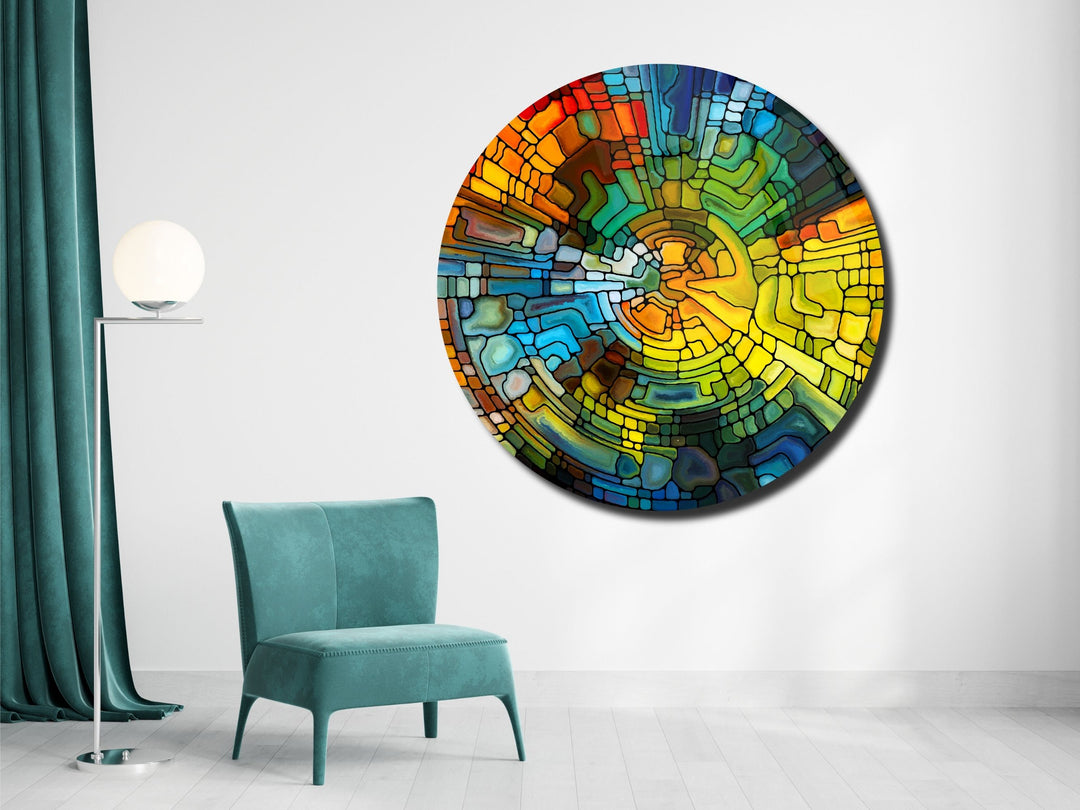 Abstract Colorful Stained Glass Pattern Wall Art Decor-Home&Office Glass Printing Wall Painting