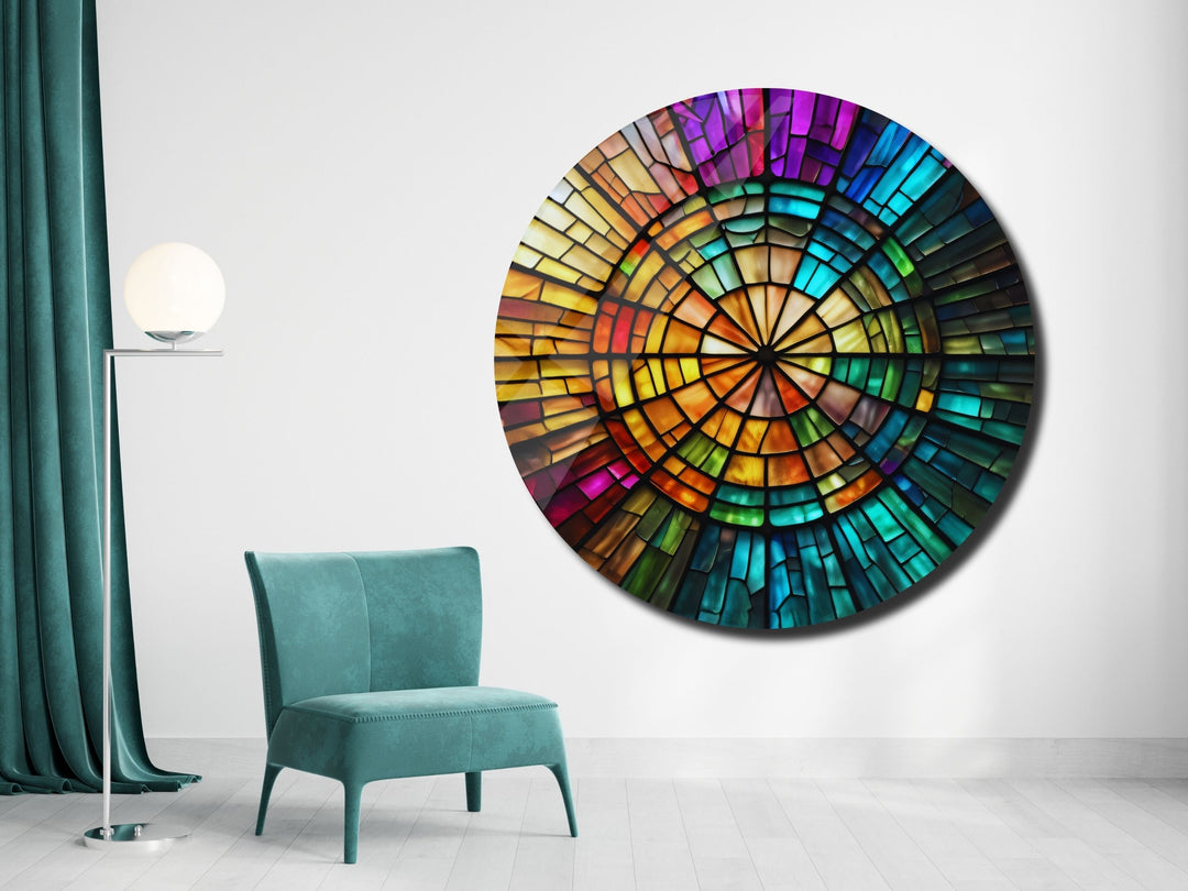 Abstract Colorful Stained Glass Pattern Wall Art Decor-Home&Office Glass Printing Wall Painting