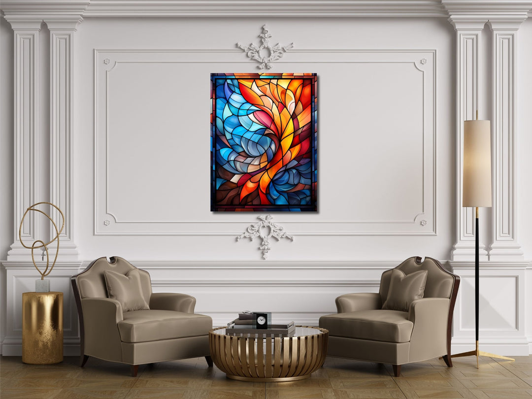 Abstract Stained Glass Pattern Wall Art-Home Office Wall Painting Decor Panel