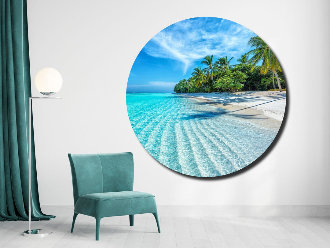 Blue Tropical Ocean Beach Wall Art Decor-Home&Office Glass Printing Wall Painting