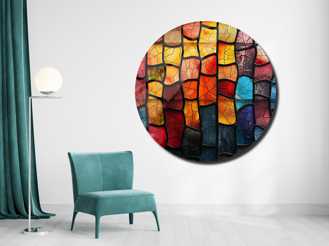 Abstract Colorful Stained Glass Pattern Wall Art Decor-Home&Office Glass Printing Wall Painting