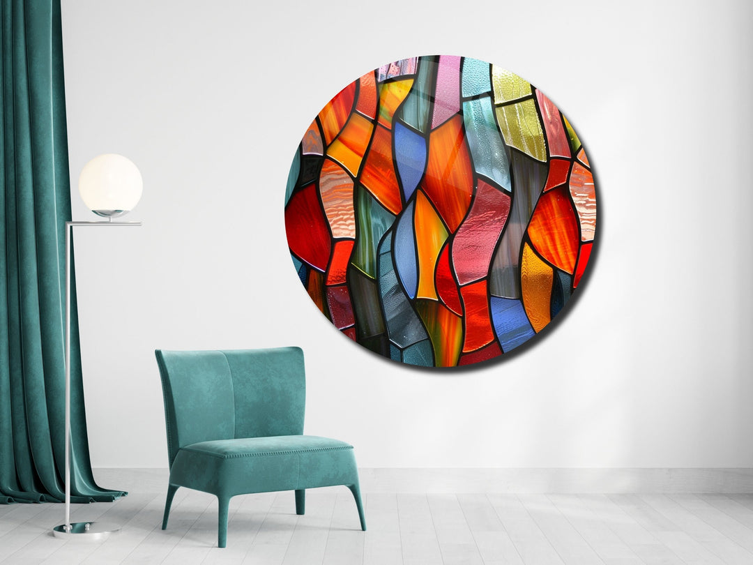 Abstract Colorful Stained Glass Pattern Wall Art Decor-Home&Office Glass Printing Wall Painting