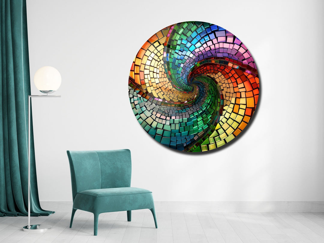 Abstract Colorful Stained Glass Pattern Wall Art Decor-Home&Office Glass Printing Wall Painting