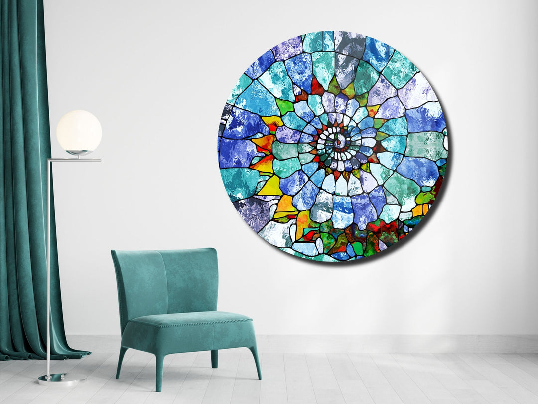 Abstract Colorful Stained Glass Pattern Wall Art Decor-Home&Office Glass Printing Wall Painting