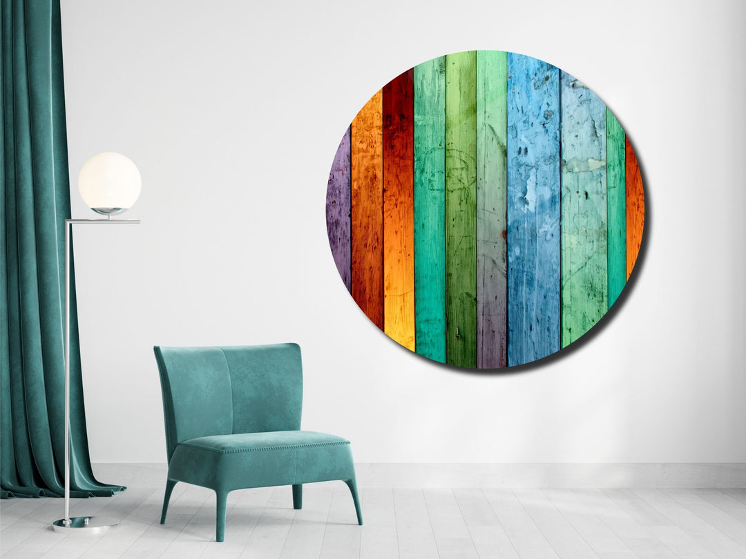 Colorful Wooden Stained Glass Pattern Wall Art Decor-Home&Office Glass Printing Wall Painting