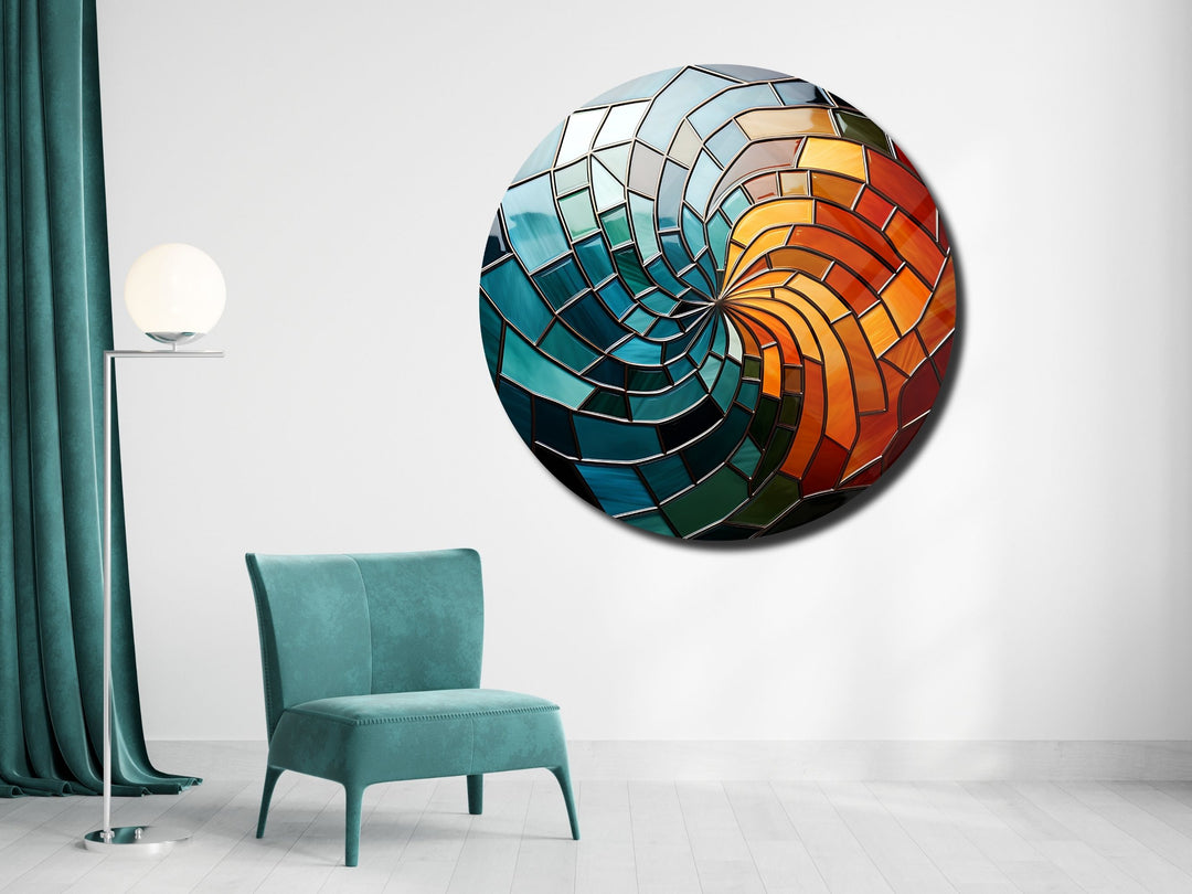 Abstract Colorful Stained Glass Pattern Wall Art Decor-Home&Office Glass Printing Wall Painting