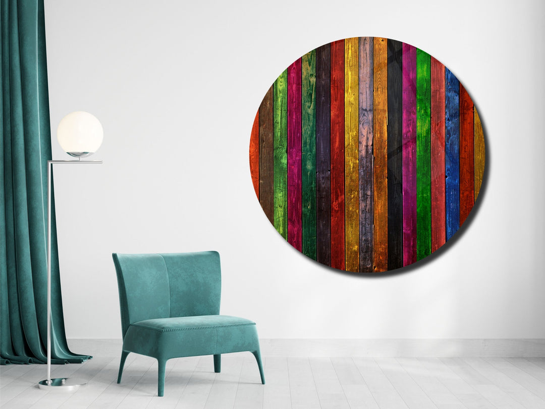 Colorful Wooden Stained Glass Pattern Wall Art Decor-Home&Office Glass Printing Wall Painting