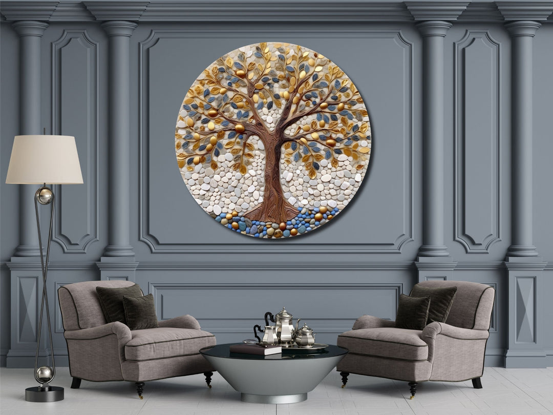 Tree of Life Stained Glass Pattern Wall Art Window-Wall Painting Decor Round