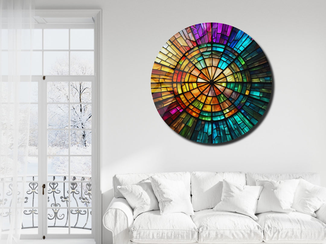 Abstract Colorful Stained Glass Pattern Wall Art Decor-Home&Office Glass Printing Wall Painting