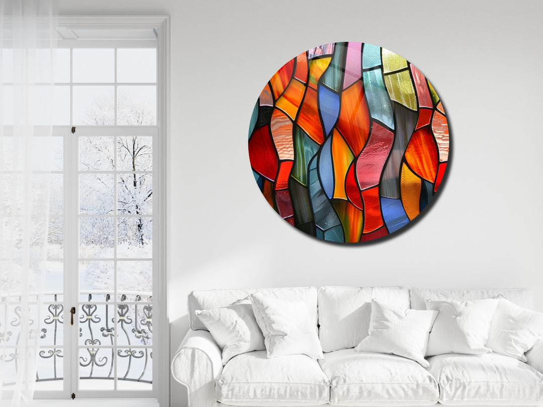 Abstract Colorful Stained Glass Pattern Wall Art Decor-Home&Office Glass Printing Wall Painting