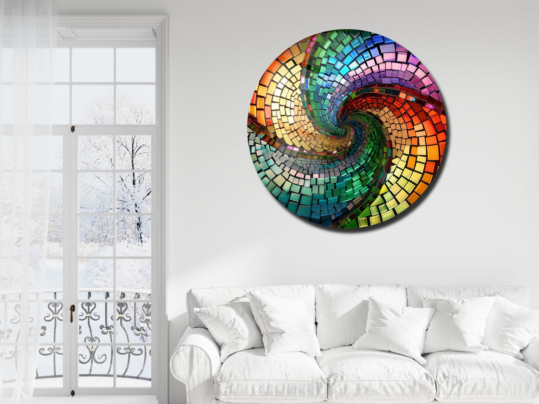 Abstract Colorful Stained Glass Pattern Wall Art Decor-Home&Office Glass Printing Wall Painting