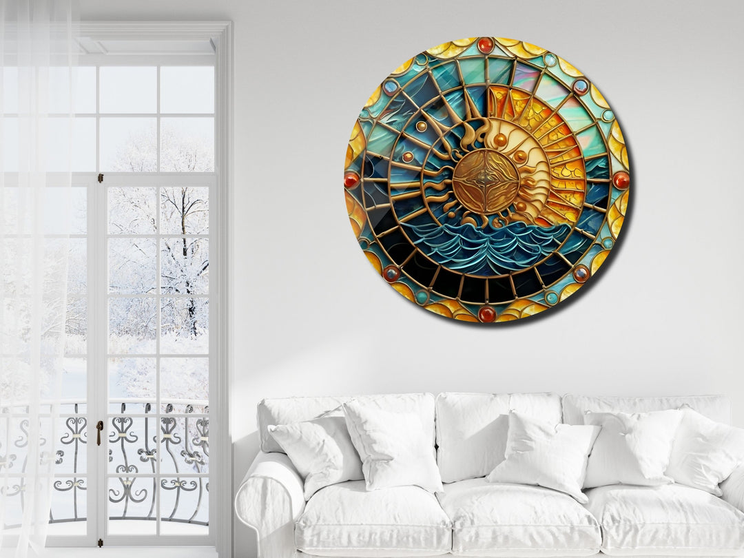 Abstract Colorful Stained Glass Pattern Wall Art Decor-Home&Office Glass Printing Wall Painting