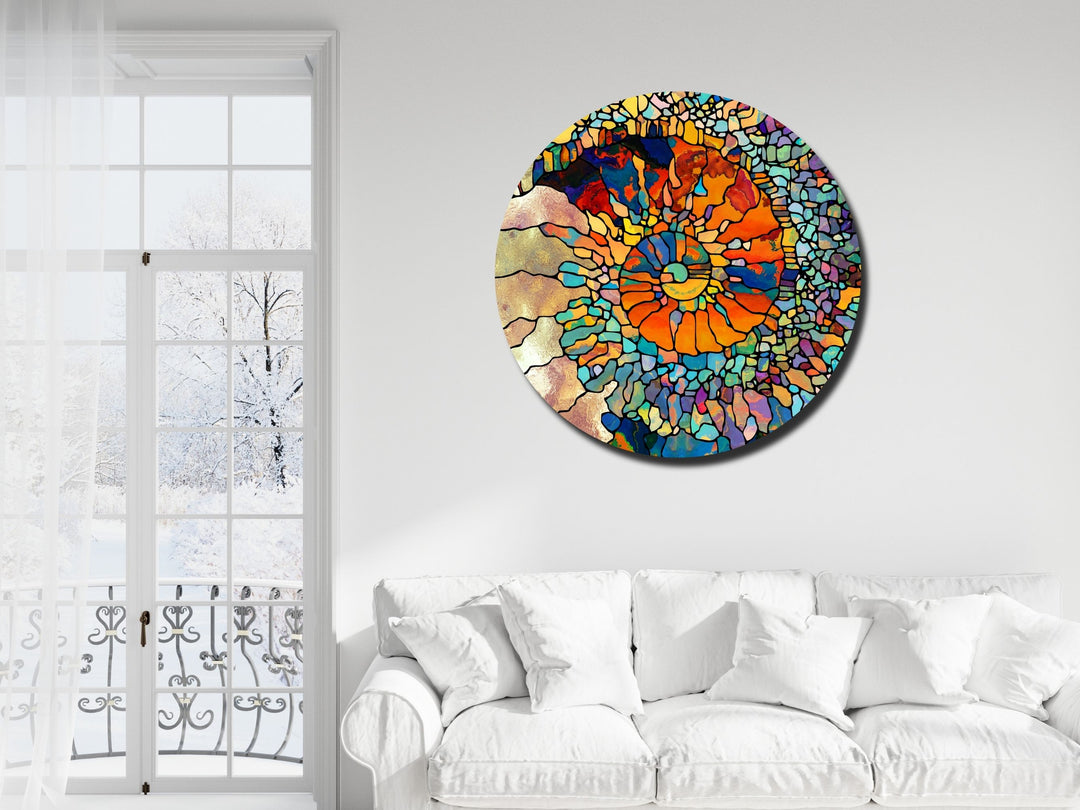 Abstract Colorful Stained Glass Pattern Wall Art Decor-Home&Office Glass Printing Wall Painting