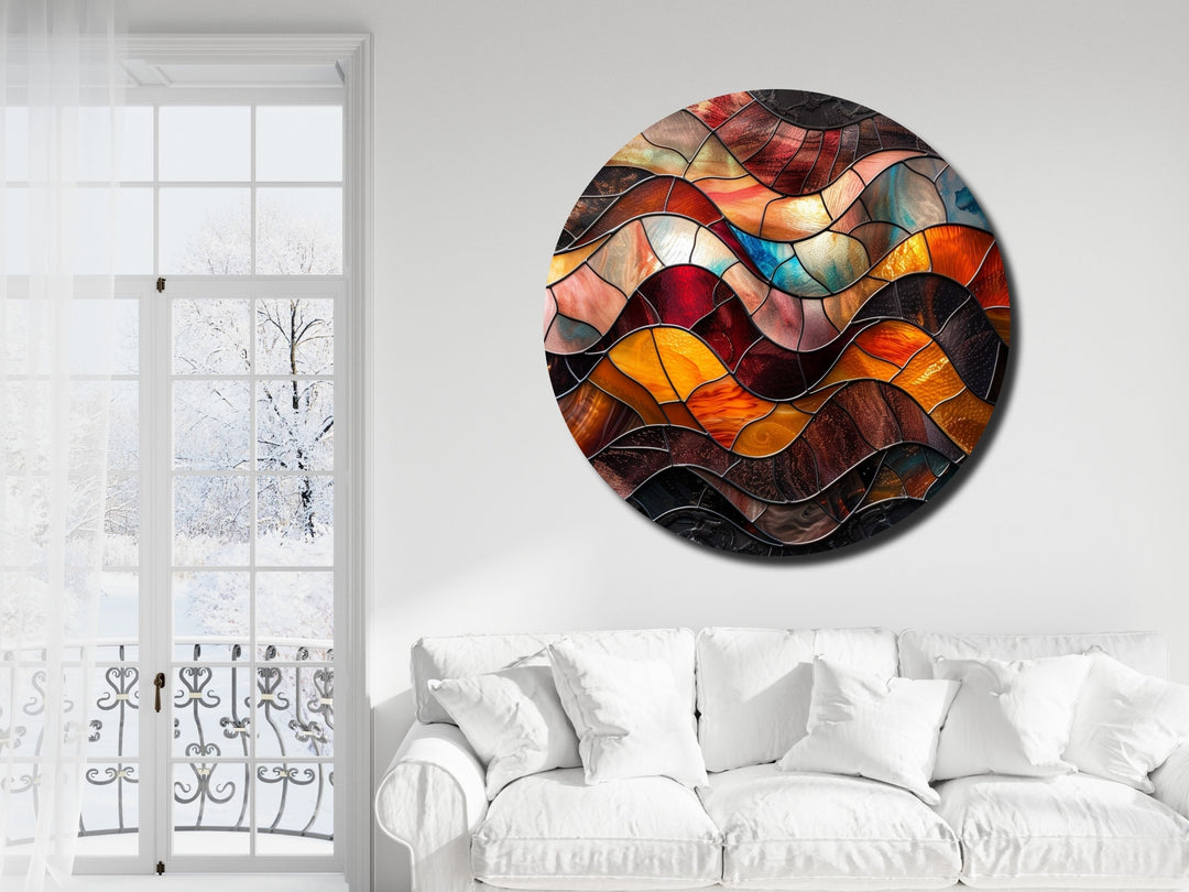 Abstract Colorful Stained Glass Pattern Wall Art Decor-Home&Office Glass Printing Wall Painting