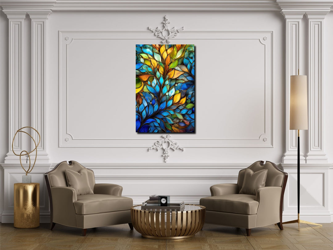 Stained Glass Floral Pattern Wall Art-Home Office Wall Painting Decor