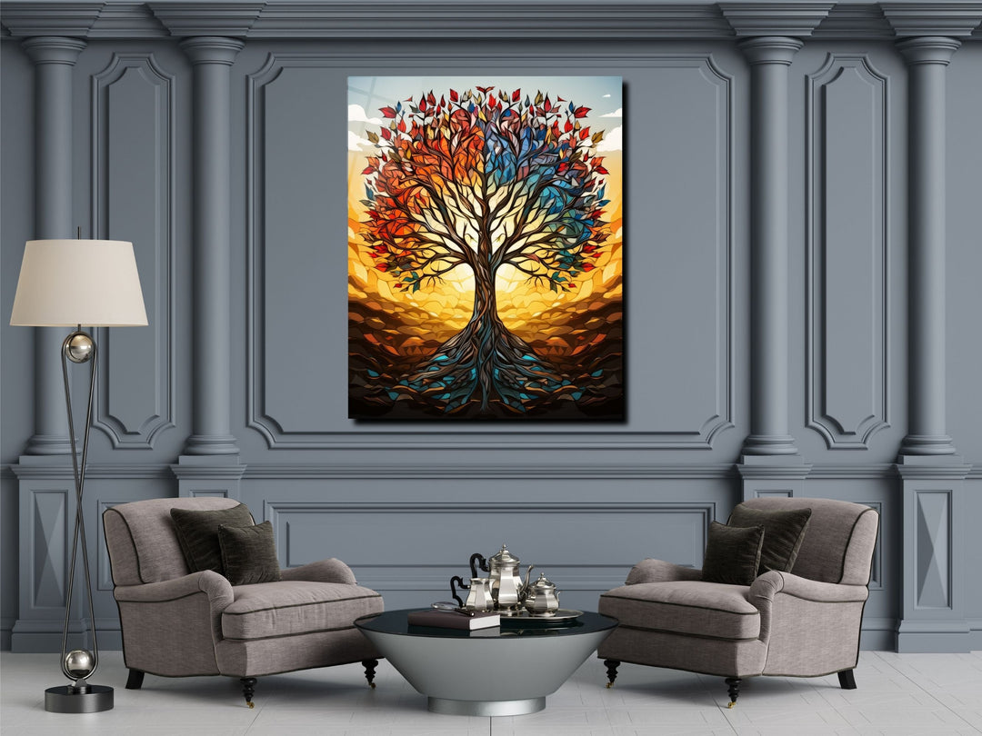 Stained Glass Wall Art Tree of Life Window-Wall Painting Decor