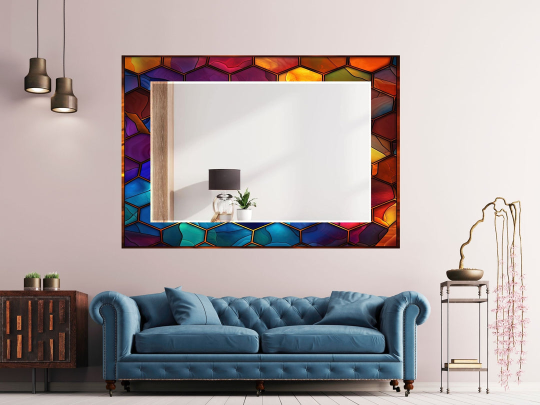 Abstract Stained Glass Pattern Wall Mirror-Home Office Wall Decoration