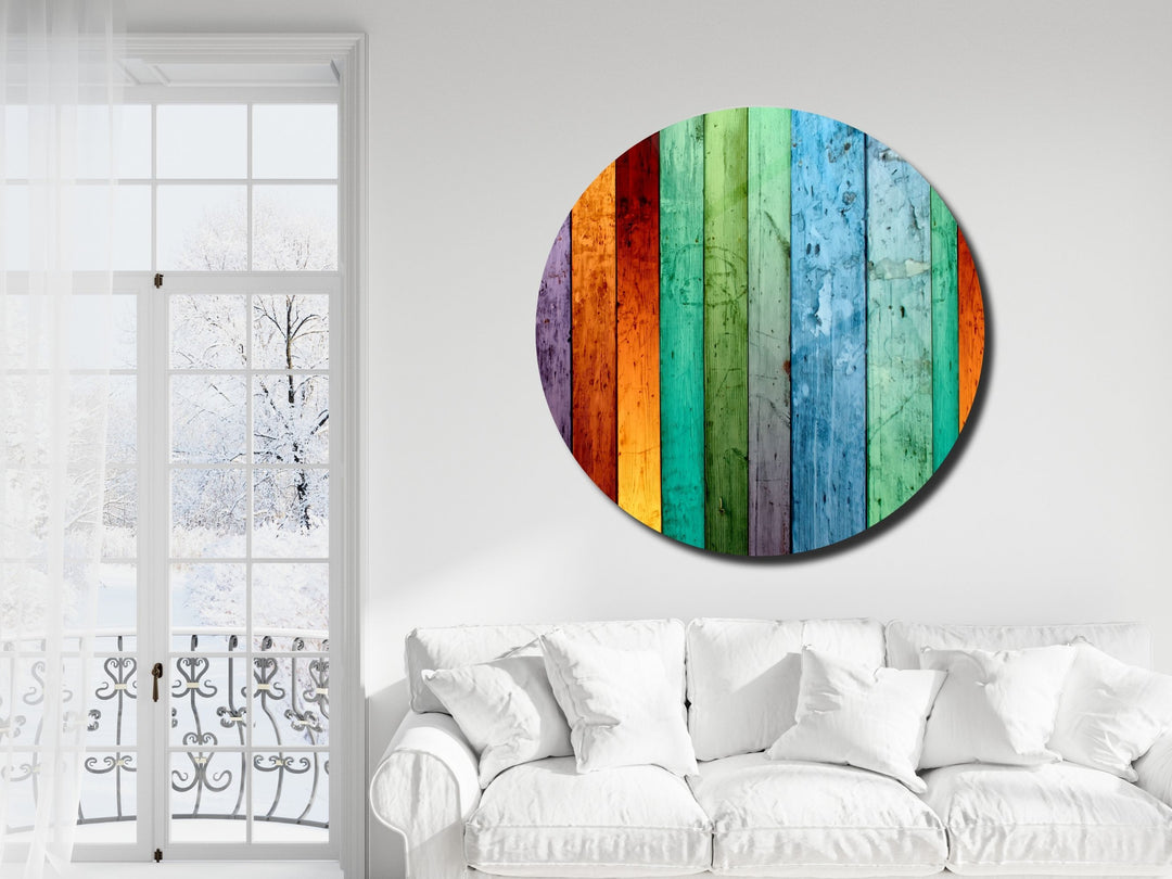 Colorful Wooden Stained Glass Pattern Wall Art Decor-Home&Office Glass Printing Wall Painting