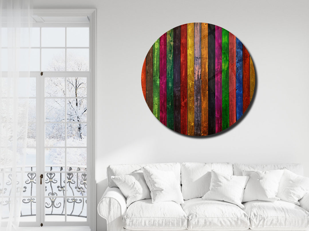 Colorful Wooden Stained Glass Pattern Wall Art Decor-Home&Office Glass Printing Wall Painting