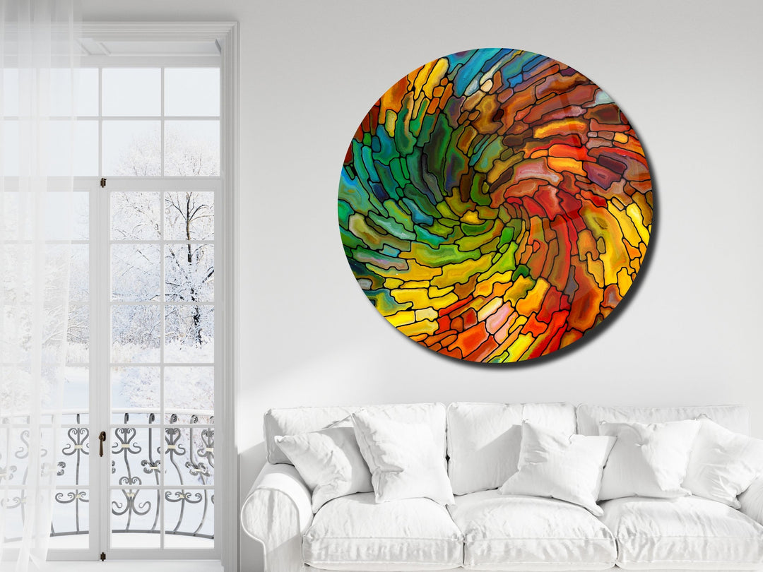 Abstract Colorful Stained Glass Pattern Wall Art Decor-Home&Office Glass Printing Wall Painting