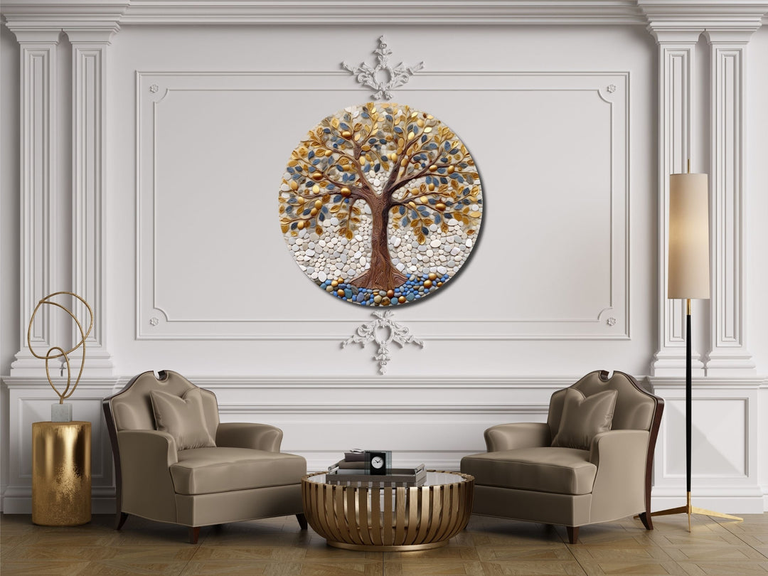 Tree of Life Stained Glass Pattern Wall Art Window-Wall Painting Decor Round