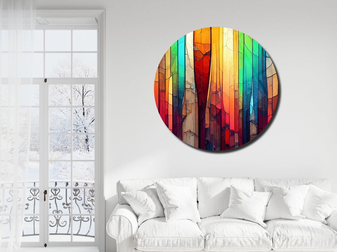 Colorful Wooden Stained Glass Pattern Wall Art Decor-Home&Office Glass Printing Wall Painting