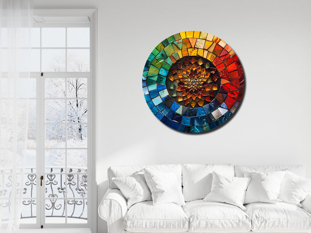 Abstract Colorful Stained Glass Pattern Wall Art Decor-Home&Office Glass Printing Wall Painting