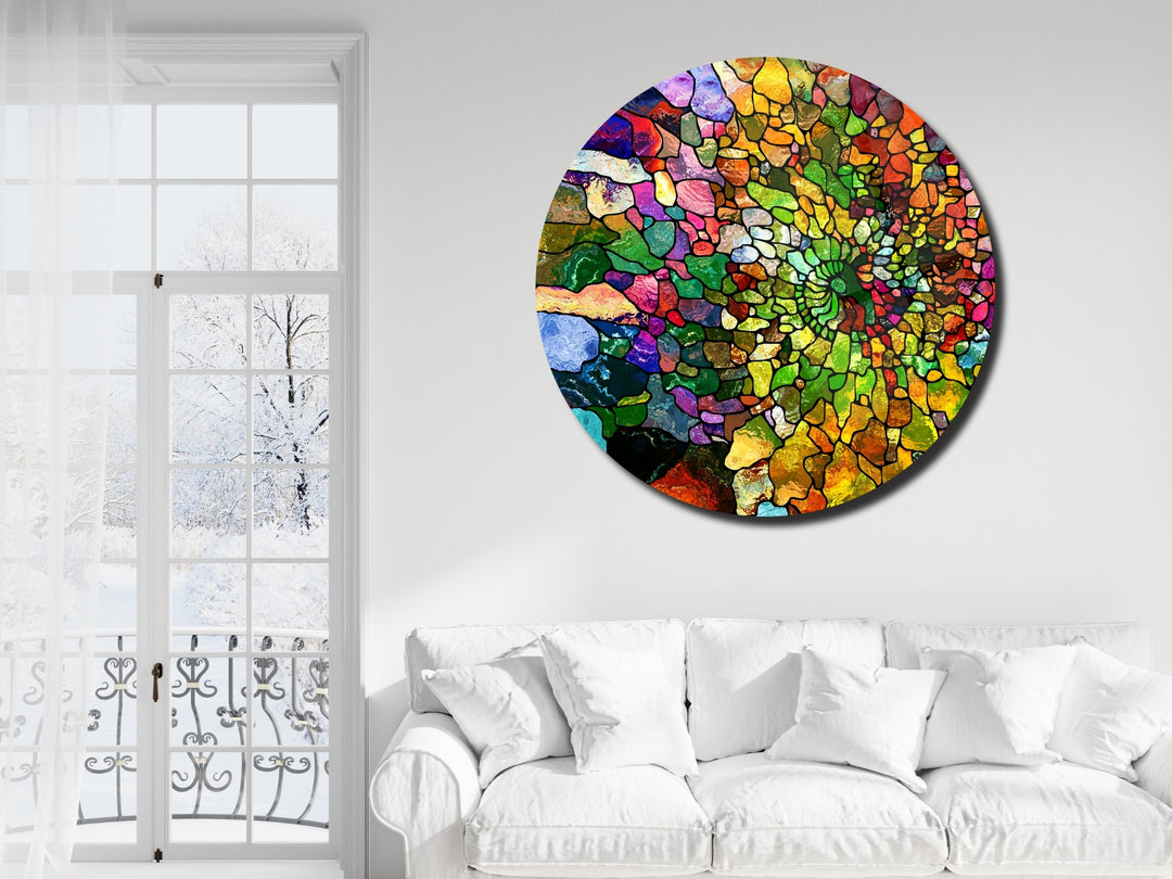 Abstract Colorful Stained Glass Pattern Wall Art Decor-Home&Office Glass Printing Wall Painting