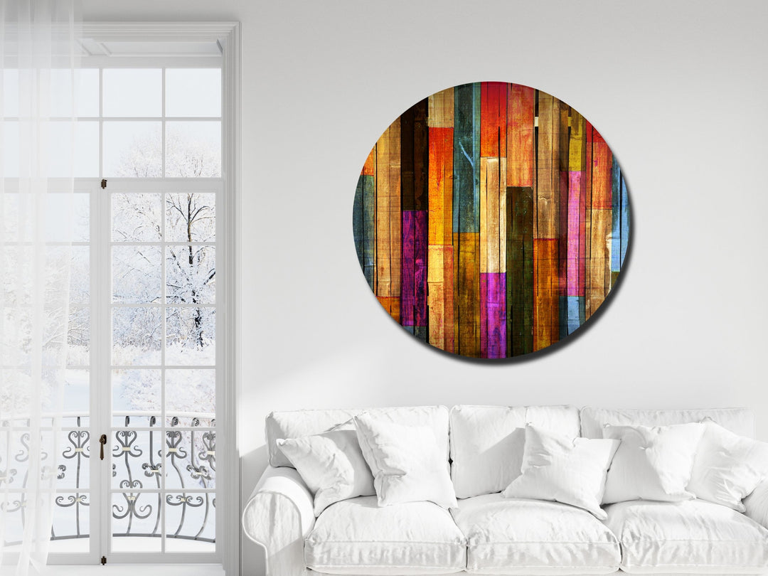 Colorful Wooden Stained Glass Pattern Wall Art Decor-Home&Office Glass Printing Wall Painting