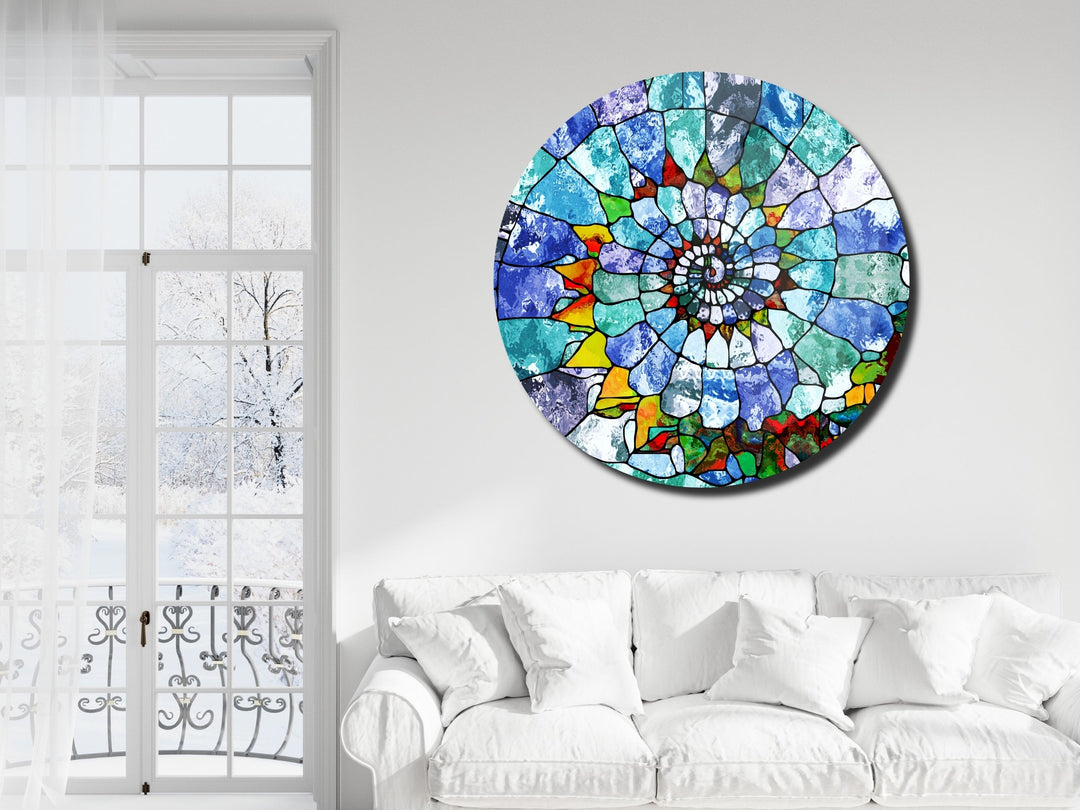 Abstract Colorful Stained Glass Pattern Wall Art Decor-Home&Office Glass Printing Wall Painting