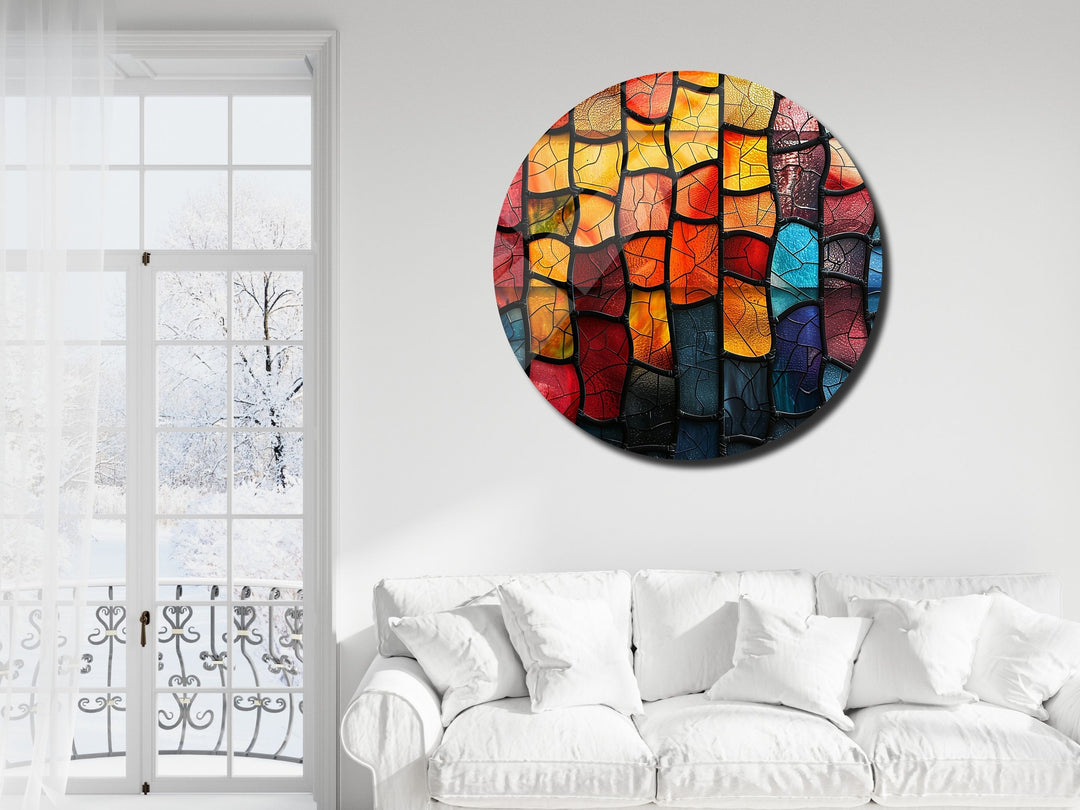 Abstract Colorful Stained Glass Pattern Wall Art Decor-Home&Office Glass Printing Wall Painting