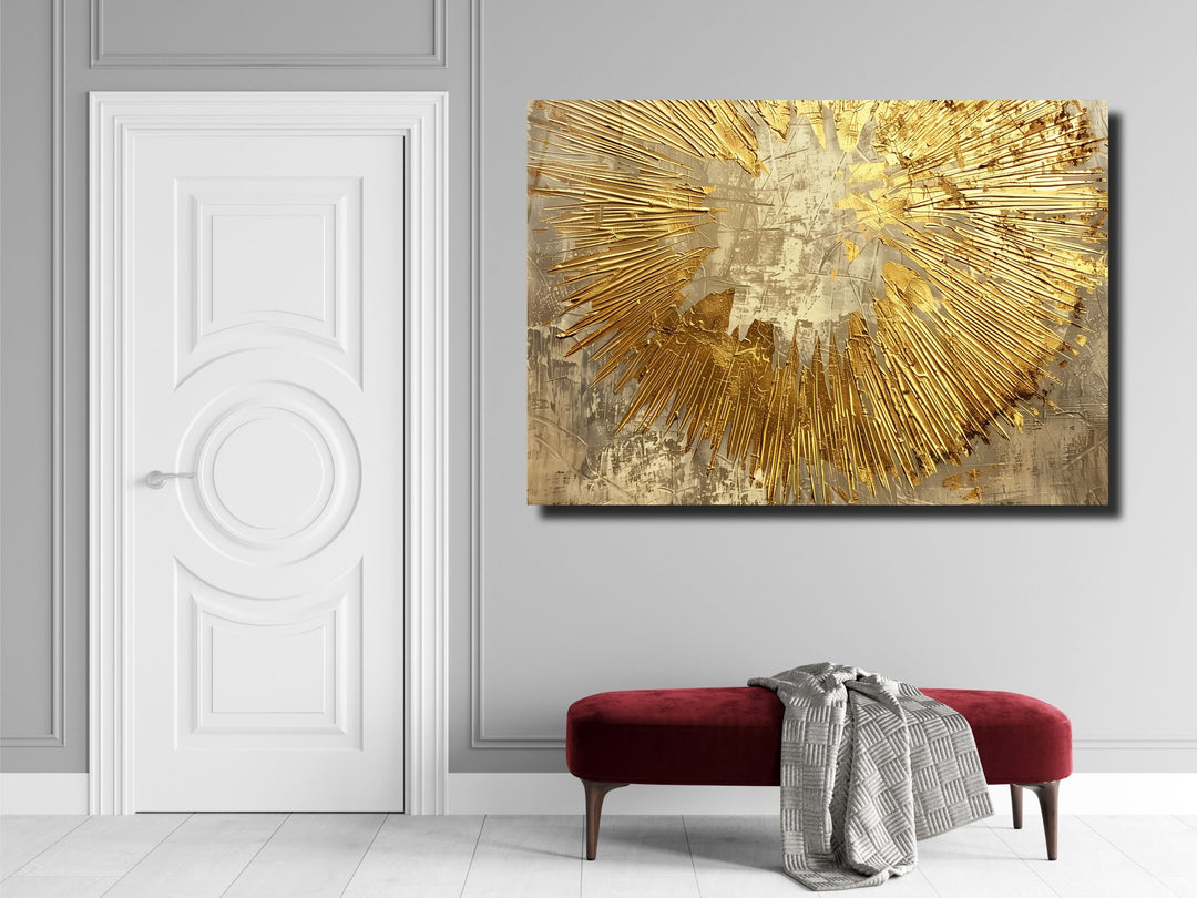 Abstract Gold Glass Printing Wall Art - Home&Office Wall Decor